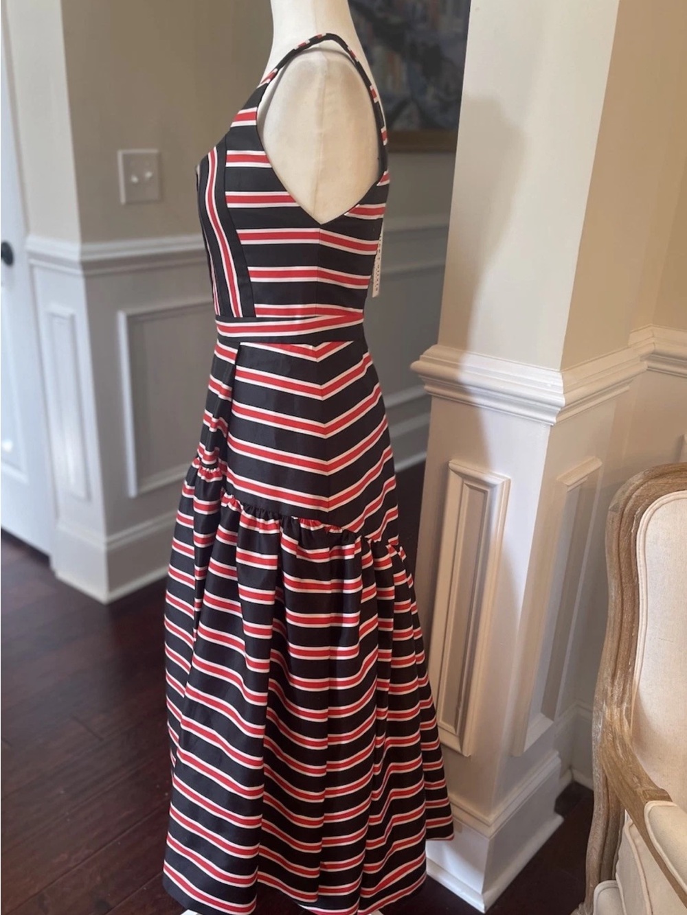 ALICE & OLIVIA DIANA TEAKWOOD STRIPE STRUCTURED MIDI DRESS NWT $660 Sz 4 - Picture 9 of 15
